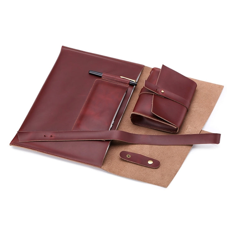 Universal Genuine Leather Business Power Adapter Laptop Tablet Bag with Cable Winder, For 15 inch and Below Macbook, Samsung, Lenovo, Sony, DELL Alienware, CHUWI, ASUS, HP