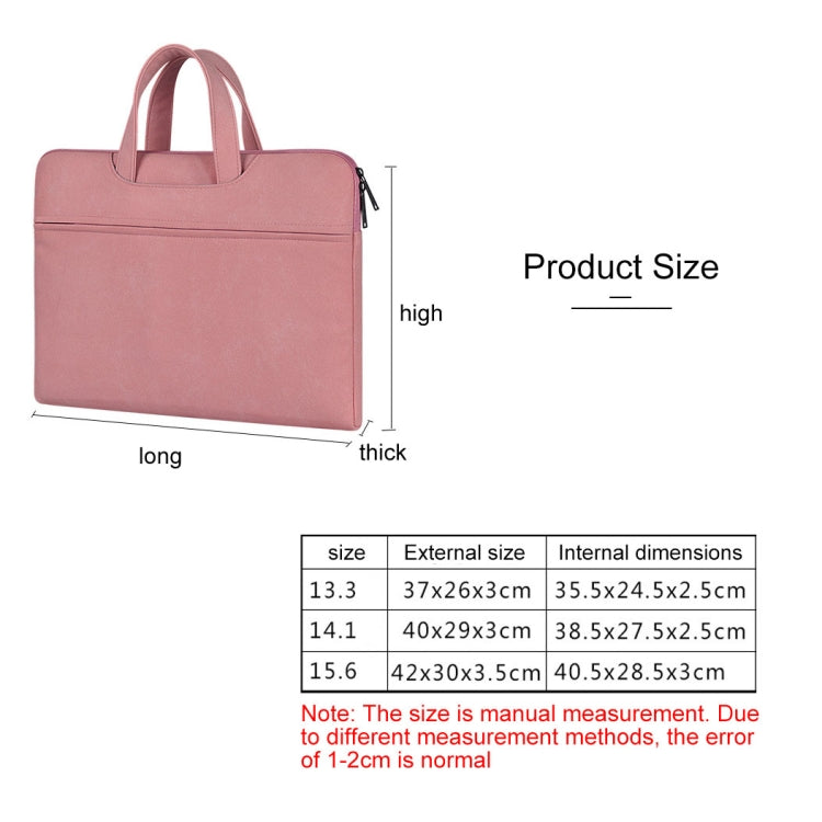 ST06 Waterproof PU Leather Zipper Hidden Portable Strap One-shoulder Handbag for 14.1 inch Laptops, with Suitcase Belt