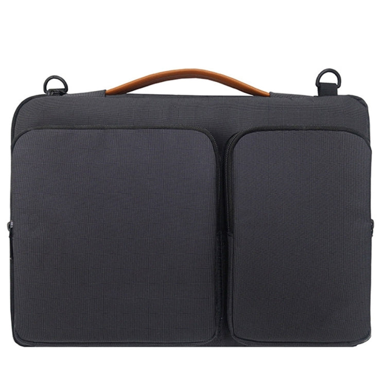 Nylon Waterproof Laptop Handbag Bag for 13-14 inch Laptops with Trunk Trolley Strap (Black)