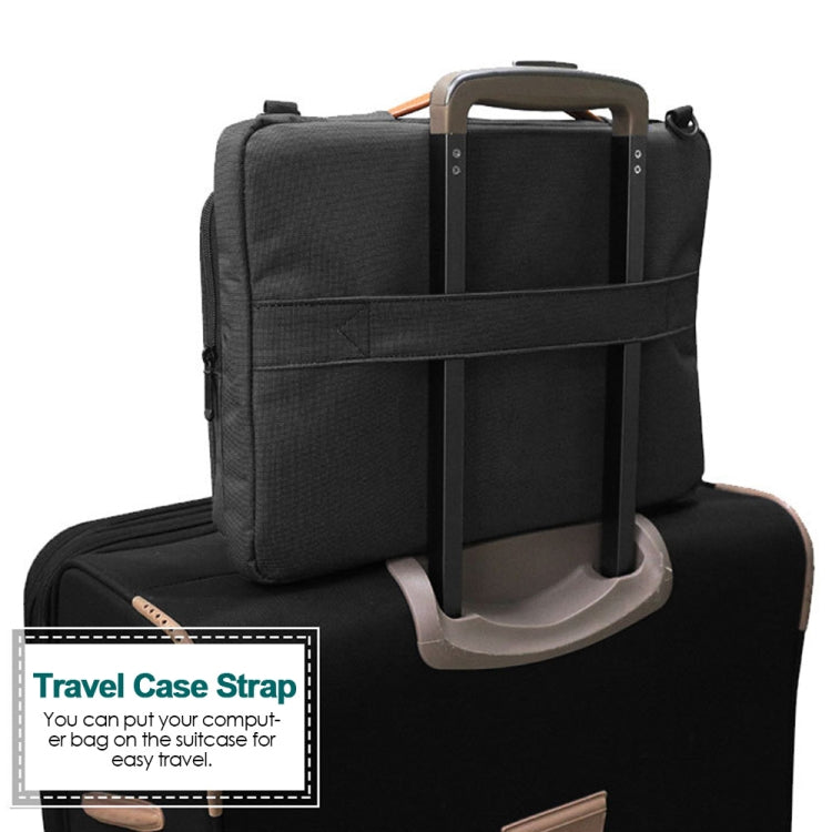Nylon Waterproof Laptop Handbag Bag for 13-14 inch Laptops with Trunk Trolley Strap (Black)