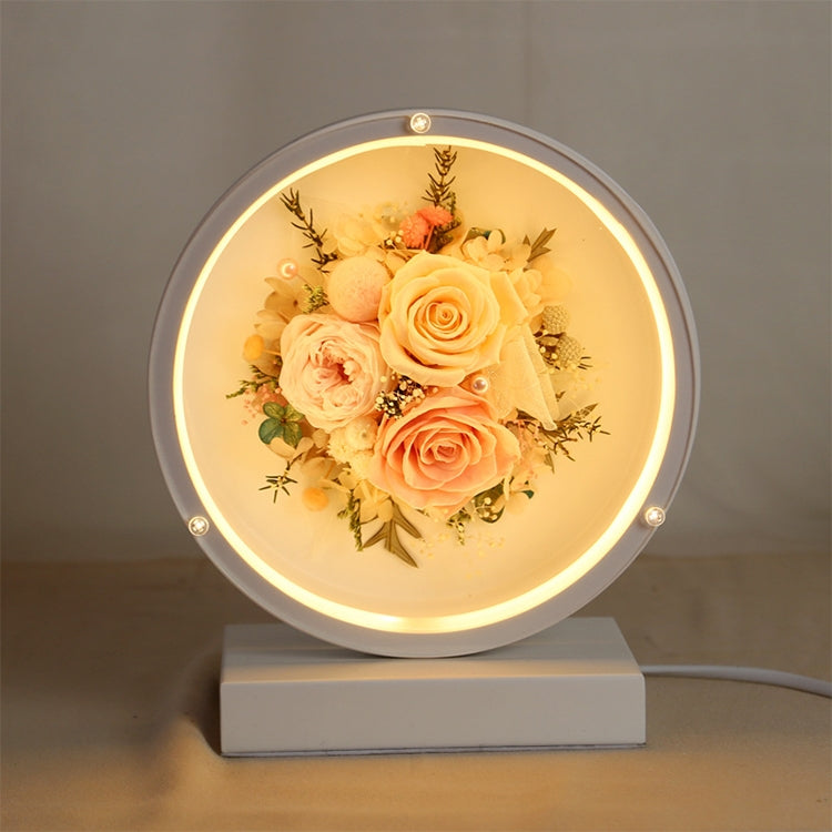 Valentines Day Eternal Flower Glass Shade Finished Christmas Style Colorful LED Bedside Lamp Table Lamp Night Light Creative Gift