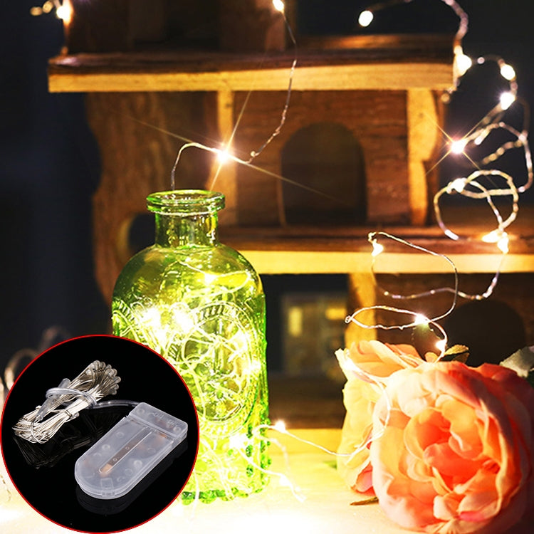 2m Silver Color Copper Wire String Light Festival Lamp / Decoration Light Strip, 20 LEDs SMD 0603 IP65 Waterproof CR2032 Button Batteries