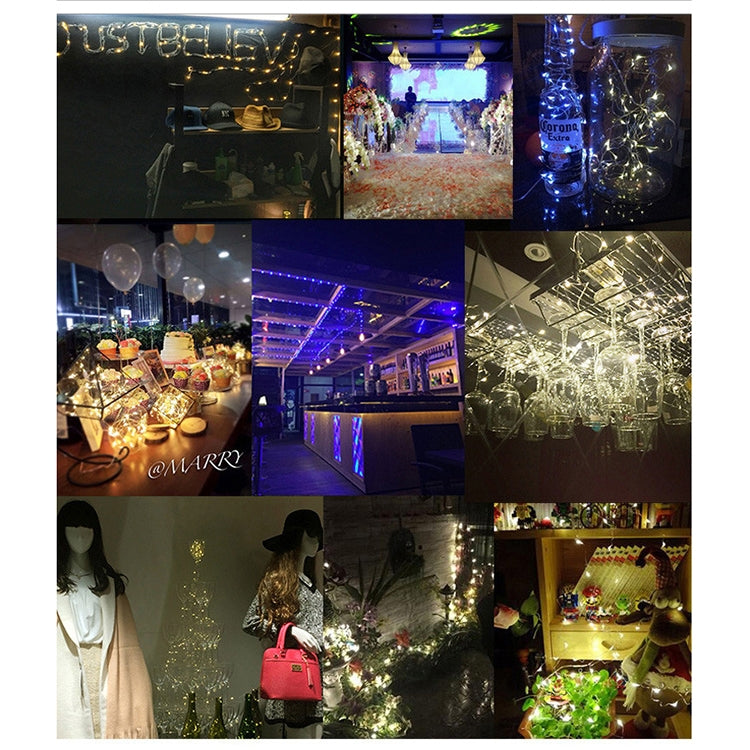 2m Silver Color Copper Wire String Light Festival Lamp / Decoration Light Strip, 20 LEDs SMD 0603 IP65 Waterproof CR2032 Button Batteries