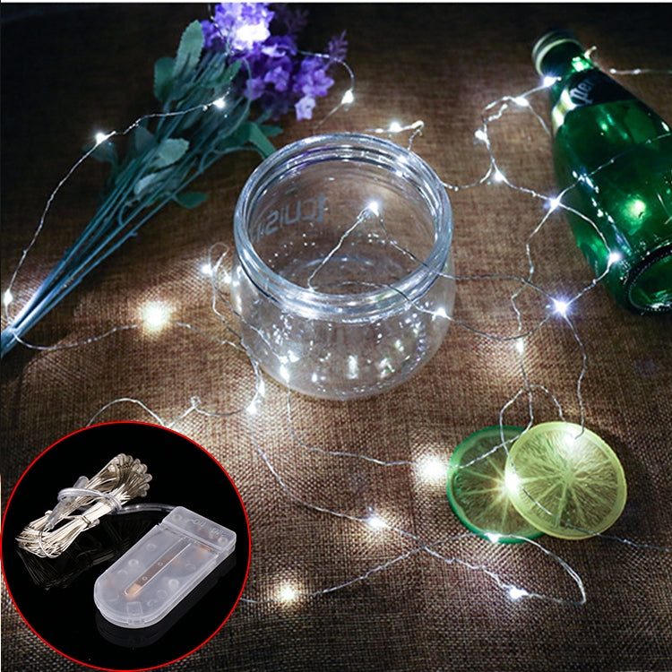 2m Silver Color Copper Wire String Light Festival Lamp / Decoration Light Strip, 20 LEDs SMD 0603 IP65 Waterproof CR2032 Button Batteries