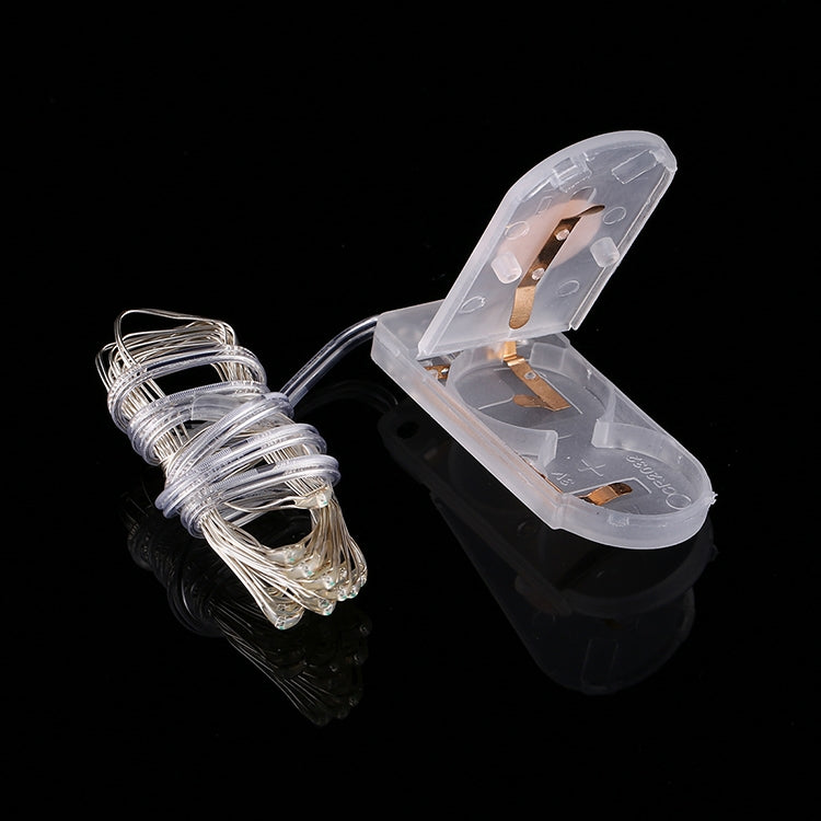 2m Silver Color Copper Wire String Light Festival Lamp / Decoration Light Strip, 20 LEDs SMD 0603 IP65 Waterproof CR2032 Button Batteries