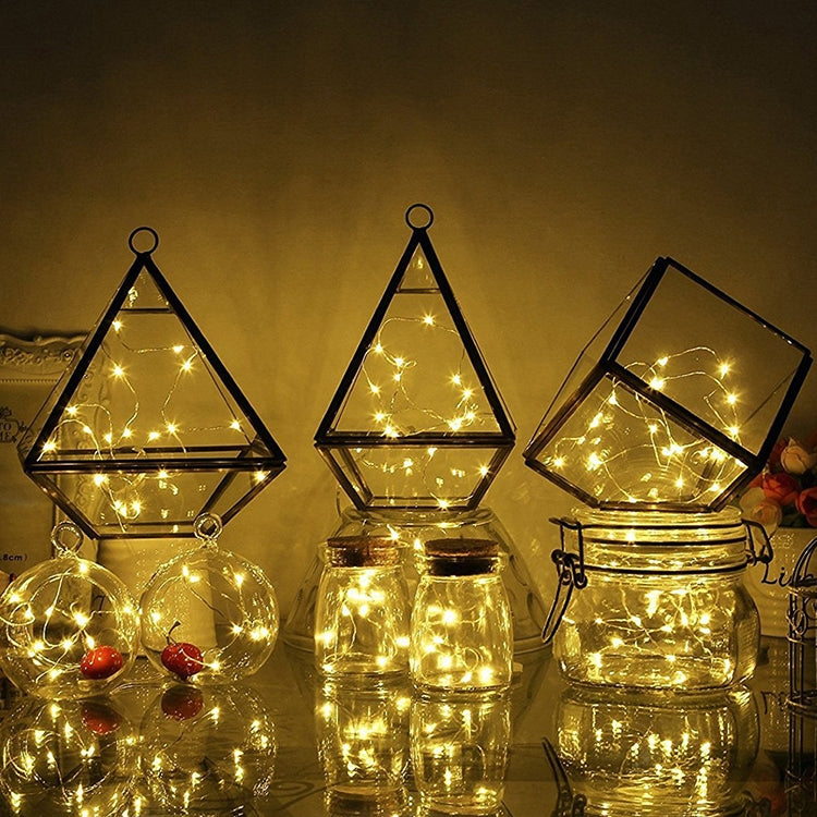 2m Silver Color Copper Wire String Light Festival Lamp / Decoration Light Strip, 20 LEDs SMD 0603 IP65 Waterproof CR2032 Button Batteries