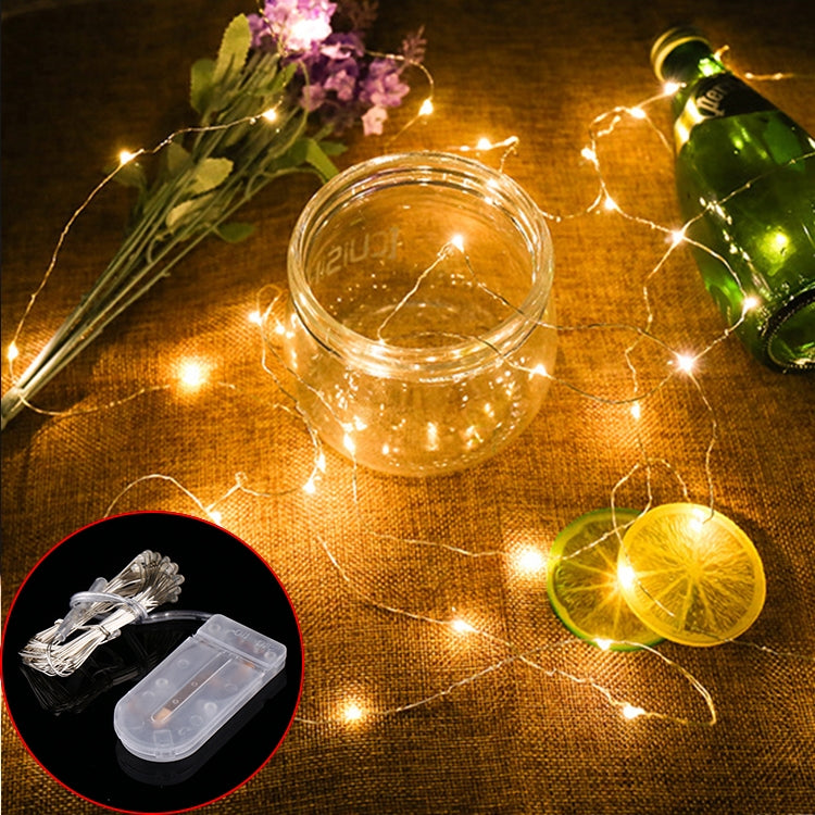 2m Silver Color Copper Wire String Light Festival Lamp / Decoration Light Strip, 20 LEDs SMD 0603 IP65 Waterproof CR2032 Button Batteries