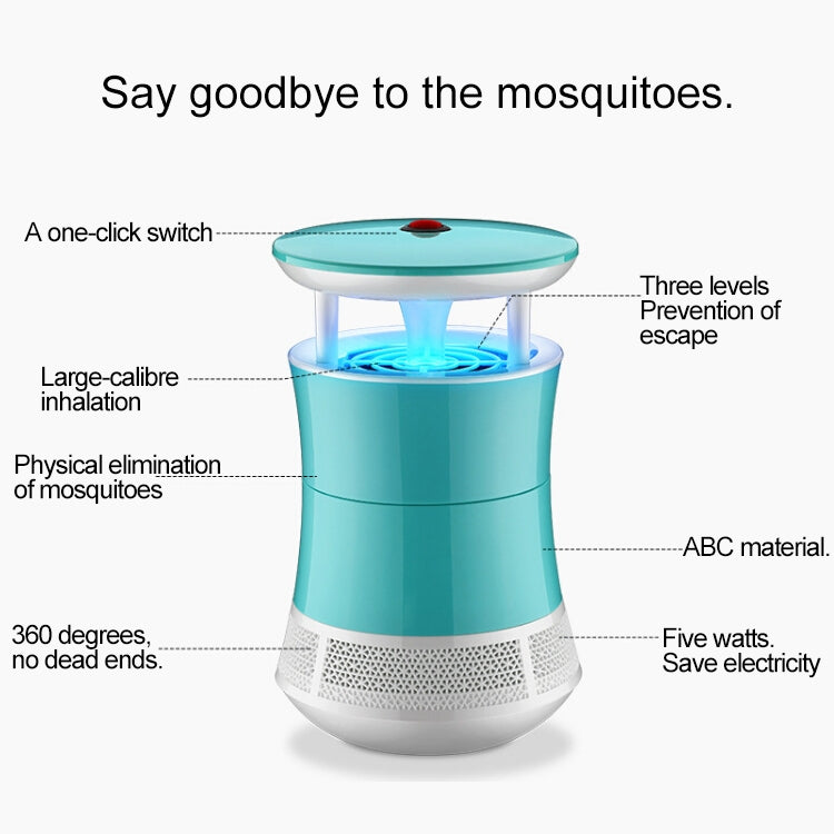 LED Light Efficient 6 LEDs Mosquito Killer Lamp, Suction Type USB Port Mute Photocatalyst No Radiation Mosquito Catcher(Green)