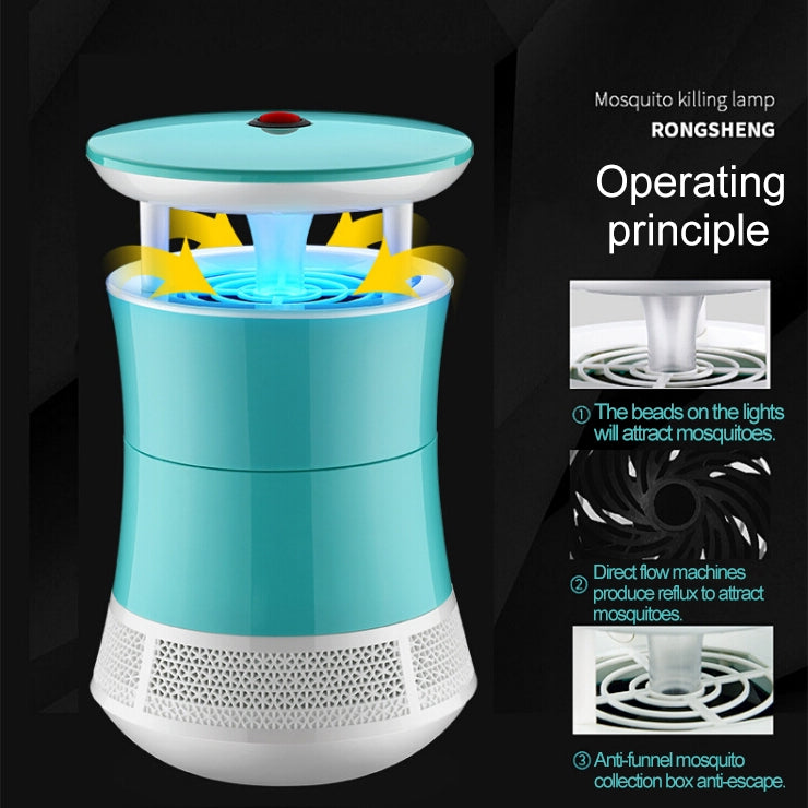 LED Light Efficient 6 LEDs Mosquito Killer Lamp, Suction Type USB Port Mute Photocatalyst No Radiation Mosquito Catcher(Green)