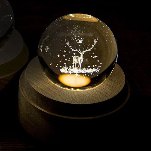 3D Word Engraving Crystal Ball Music Box