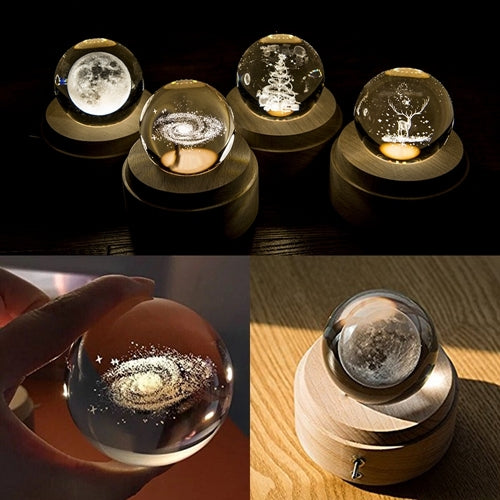 3D Word Engraving Crystal Ball Music Box