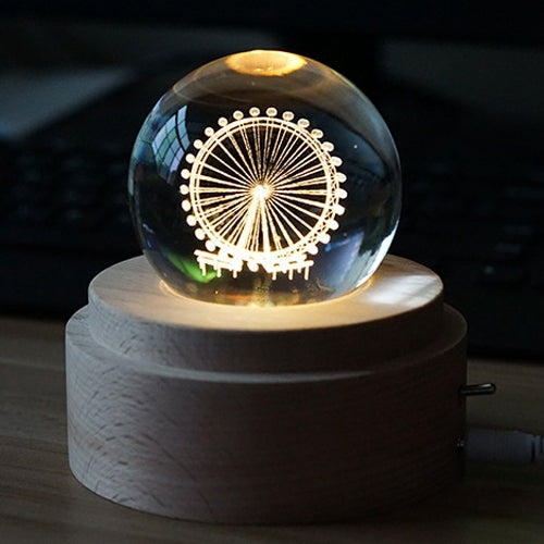 3D Word Engraving Crystal Ball Music Box