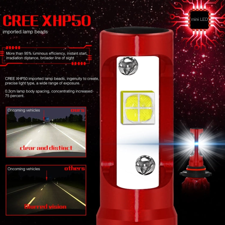 2 PCS Auto Car HB4/9006 25W 2500LM 6000K Pure White CREE-XHP50 LED Headlight Bulbs Conversion Kit, DC 9-36V