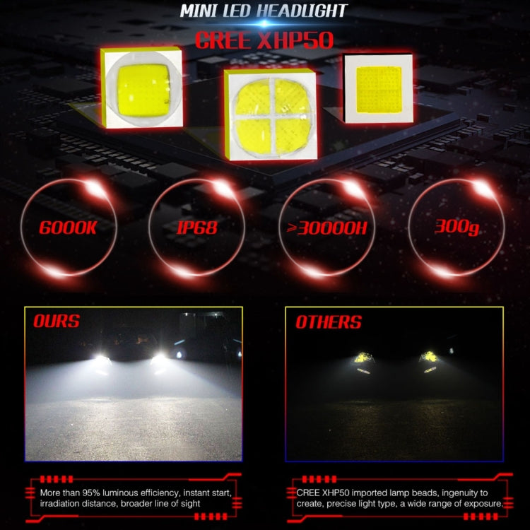 2 PCS Auto Car HB4/9006 25W 2500LM 6000K Pure White CREE-XHP50 LED Headlight Bulbs Conversion Kit, DC 9-36V