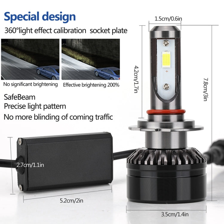 2 PCS H7 Car Lamp Replacement LED Headlight Bulbs Conversion Kit, White 6000K 2000LM 22W