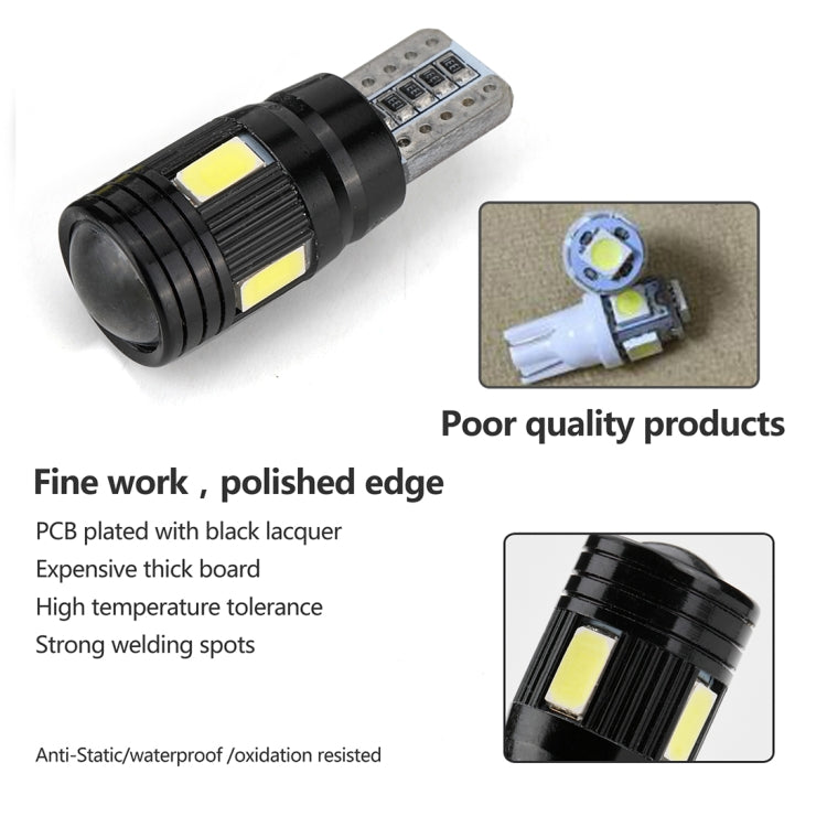 2 PCS LED Light Bulb 6000K White Super Bright 168 2825 W5W T10 Decoder Replacement, For Car Dome Map Side Marker Door Courtesy License Plate Lights