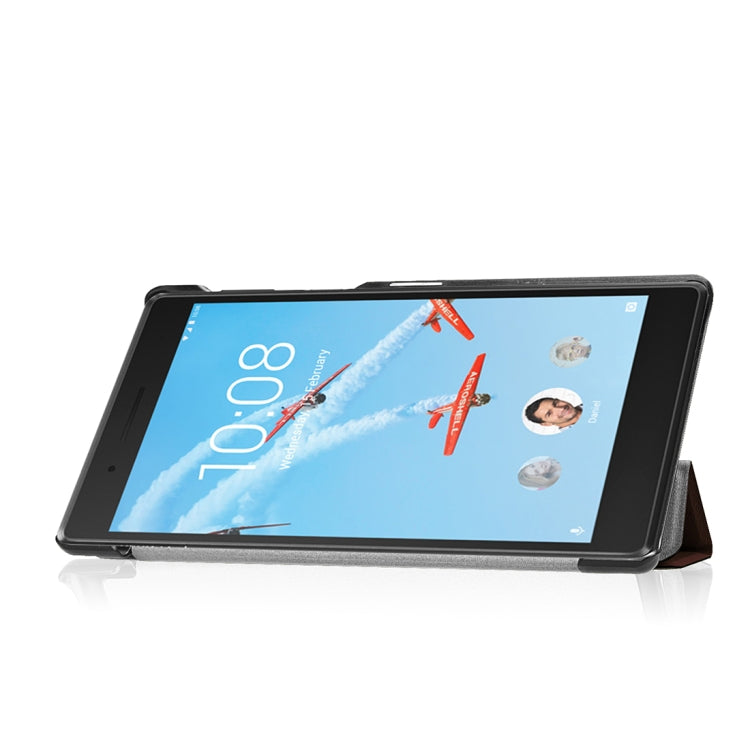 For Lenovo Tab 7 / Tab 4 (TB-7504F / TB-7504N / TB-7504X) Tri-Fold Custer Texture Horizontal Flip PU Leather Protective Case with Holder
