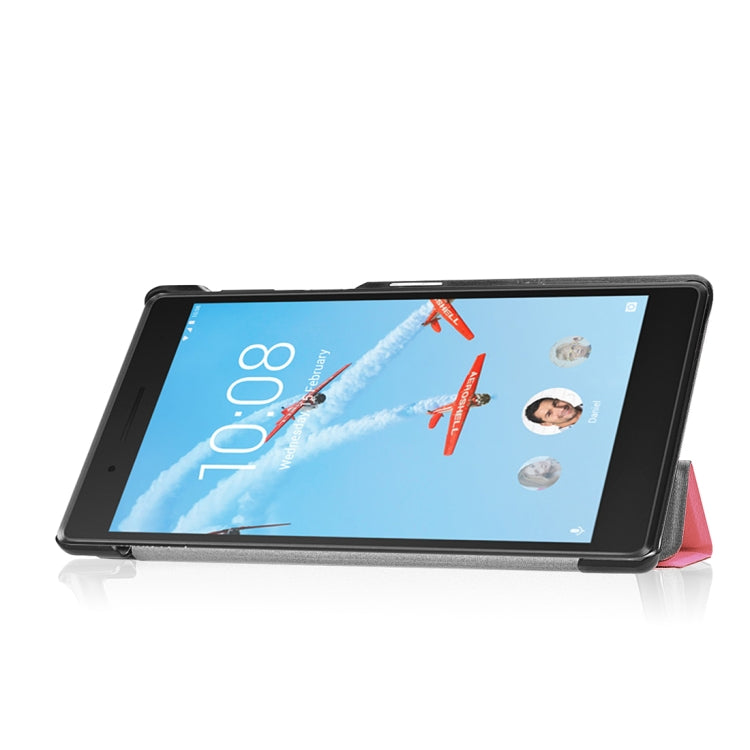 For Lenovo Tab 7 / Tab 4 (TB-7504F / TB-7504N / TB-7504X) Tri-Fold Custer Texture Horizontal Flip PU Leather Protective Case with Holder
