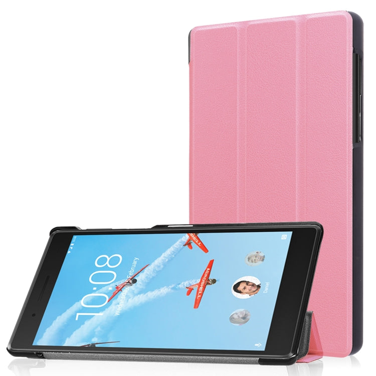 For Lenovo Tab 7 / Tab 4 (TB-7504F / TB-7504N / TB-7504X) Tri-Fold Custer Texture Horizontal Flip PU Leather Protective Case with Holder