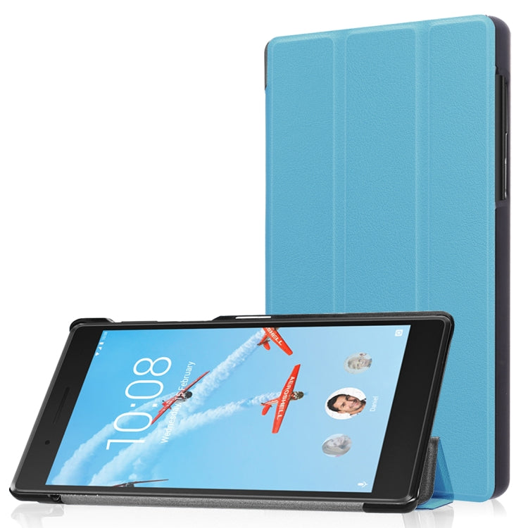For Lenovo Tab 7 / Tab 4 (TB-7504F / TB-7504N / TB-7504X) Tri-Fold Custer Texture Horizontal Flip PU Leather Protective Case with Holder