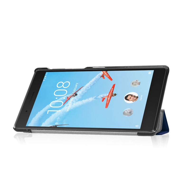 For Lenovo Tab 7 / Tab 4 (TB-7504F / TB-7504N / TB-7504X) Tri-Fold Custer Texture Horizontal Flip PU Leather Protective Case with Holder