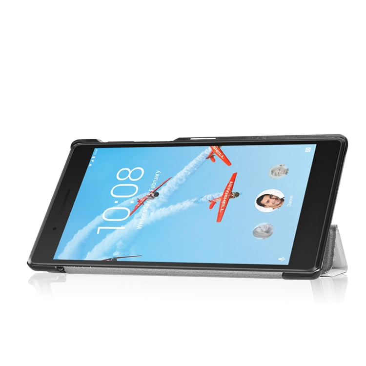 For Lenovo Tab 7 / Tab 4 (TB-7504F / TB-7504N / TB-7504X) Tri-Fold Custer Texture Horizontal Flip PU Leather Protective Case with Holder