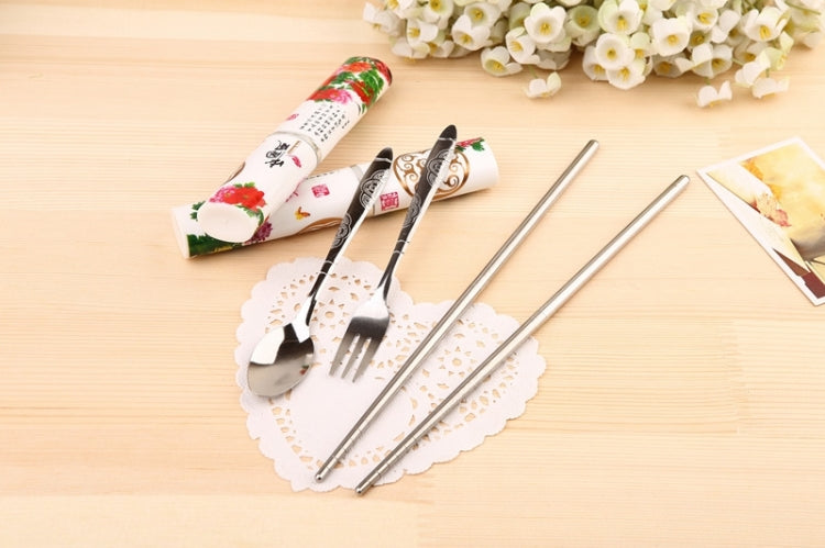 China Wind Cutlery Set (Number Kits: Three piece spoon fork chopsticks)