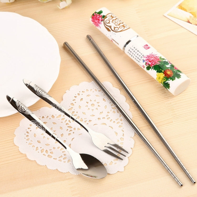 China Wind Cutlery Set (Number Kits: Three piece spoon fork chopsticks)