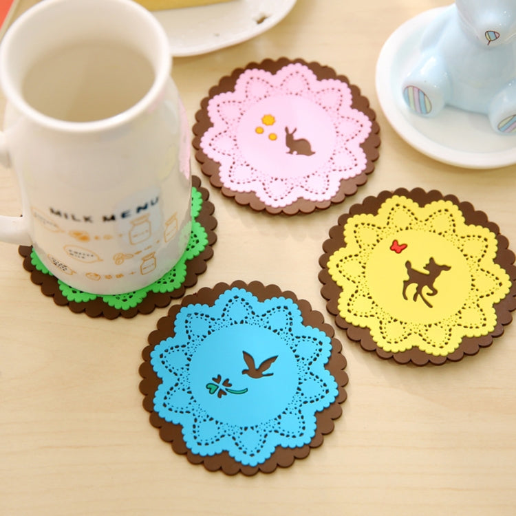 4 PCS Lace Silicone Coaster, Random Color Delivery