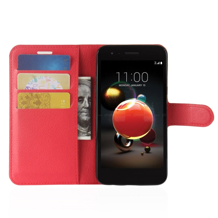 For LG Aristo 2 Litchi Texture Horizontal Flip Leather Case with Wallet & Holder & Card Slots