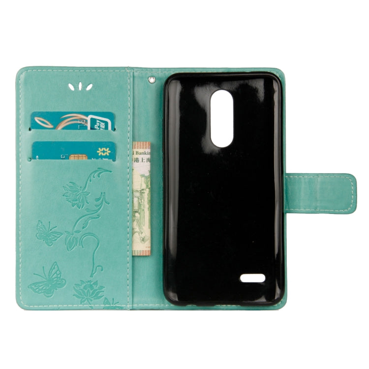 For LG K10 (2018) Lotus Butterfly Pattern Horizontal Flip Leather Case with Holder & Card Slots & Wallet & Lanyard