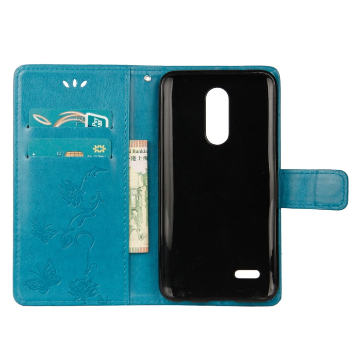 For LG K10 (2018) Lotus Butterfly Pattern Horizontal Flip Leather Case with Holder & Card Slots & Wallet & Lanyard