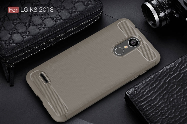Brushed Texture Carbon Fiber Shockproof TPU Case for LG K8 2018