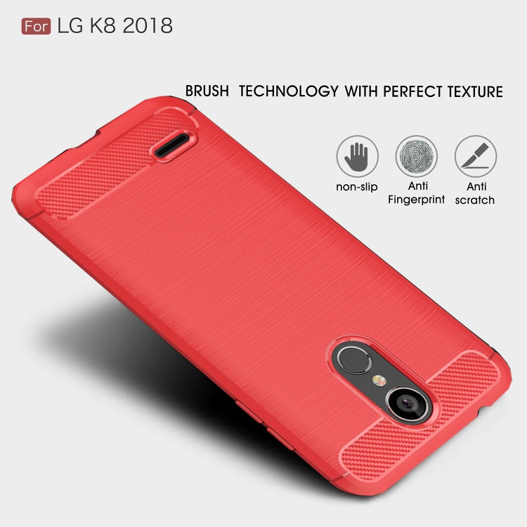 Brushed Texture Carbon Fiber Shockproof TPU Case for LG K8 2018