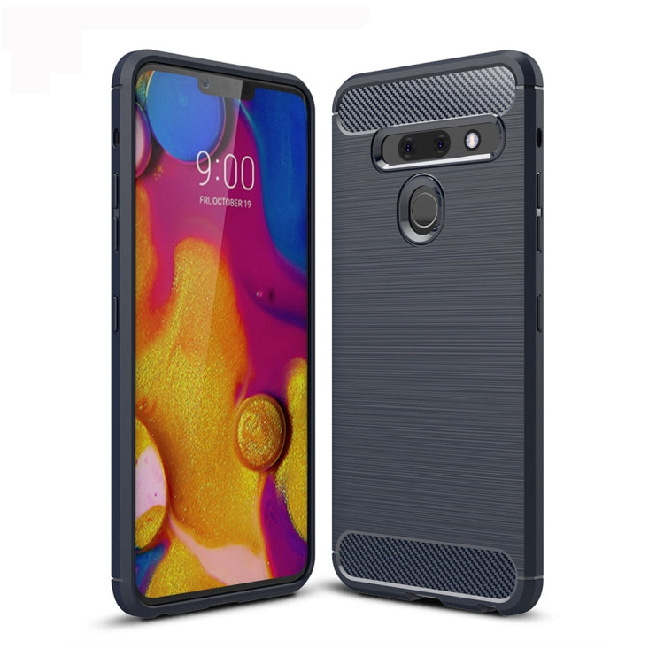 Brushed Texture Carbon Fiber TPU Case for LG G8 ThinQ(Navy Blue)