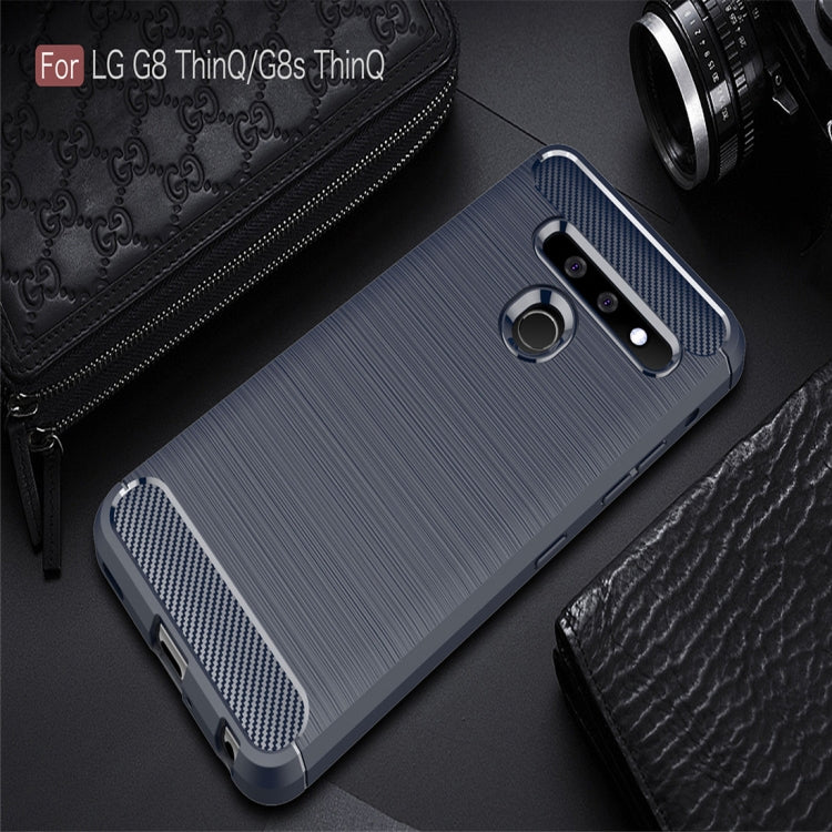 Brushed Texture Carbon Fiber TPU Case for LG G8 ThinQ(Navy Blue)