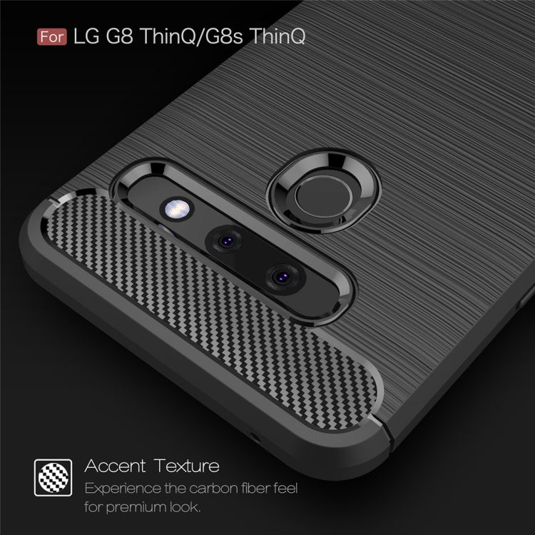 Brushed Texture Carbon Fiber TPU Case for LG G8 ThinQ(Navy Blue)