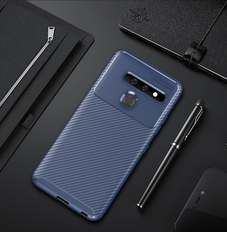 Carbon Fiber Texture Shockproof TPU Case for LG G8 ThinQ(Blue)