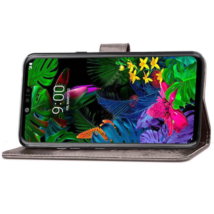 Lucky Clover Pressed Flowers Pattern Leather Case for LG G8 ThinQ, with Holder & Card Slots & Wallet & Hand Strap