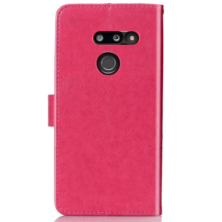 Lucky Clover Pressed Flowers Pattern Leather Case for LG G8 ThinQ, with Holder & Card Slots & Wallet & Hand Strap