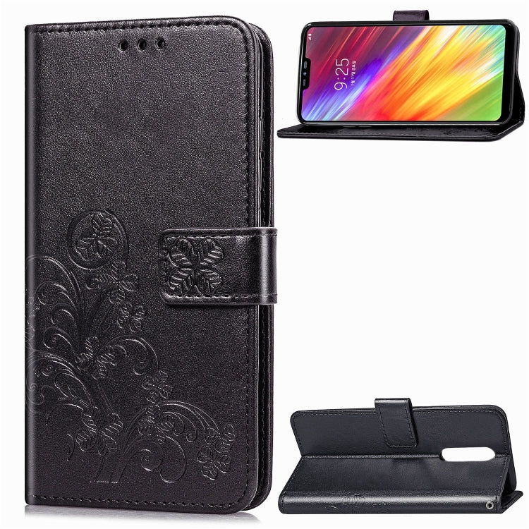 Lucky Clover Pressed Flowers Pattern Leather Case for LG Q9, with Holder & Card Slots & Wallet & Hand Strap