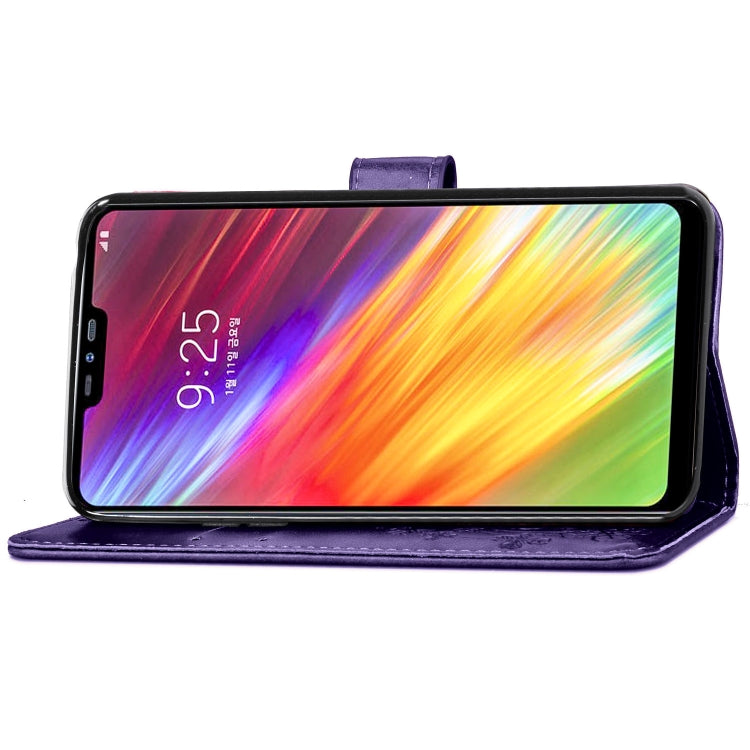 Lucky Clover Pressed Flowers Pattern Leather Case for LG Q9, with Holder & Card Slots & Wallet & Hand Strap