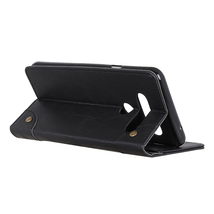 Copper Buckle Retro Crazy Horse Texture Horizontal Flip Leather Case for LG Q60, with Holder & Card Slots& Wallet