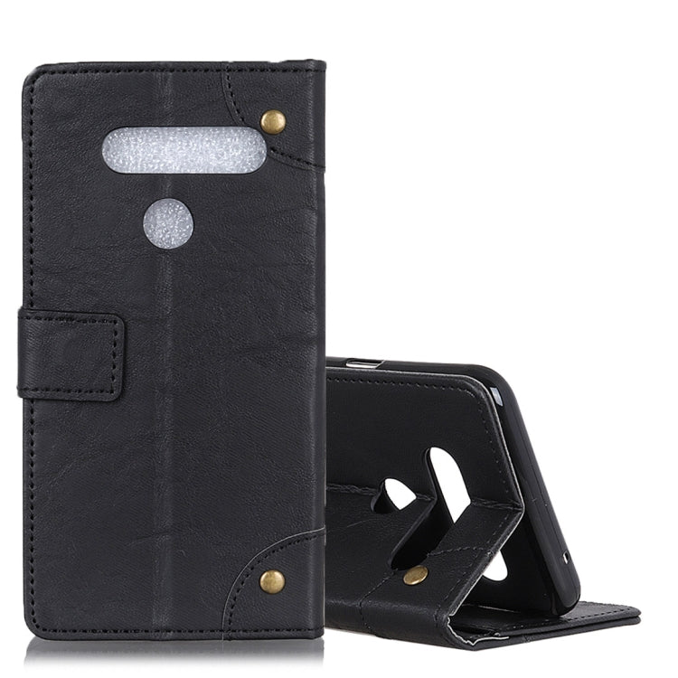 Copper Buckle Retro Crazy Horse Texture Horizontal Flip Leather Case for LG V50 ThinQ 5G, with Holder & Card Slots& Wallet