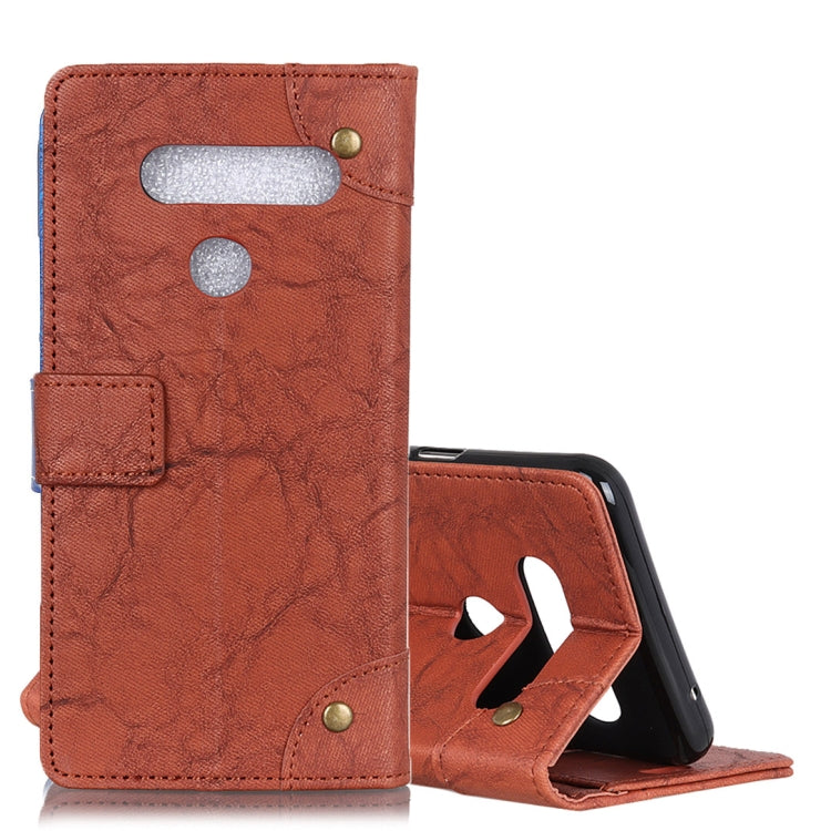 Copper Buckle Retro Crazy Horse Texture Horizontal Flip Leather Case for LG V50 ThinQ 5G, with Holder & Card Slots& Wallet
