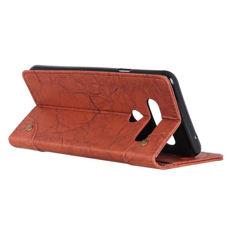 Copper Buckle Retro Crazy Horse Texture Horizontal Flip Leather Case for LG V50 ThinQ 5G, with Holder & Card Slots& Wallet