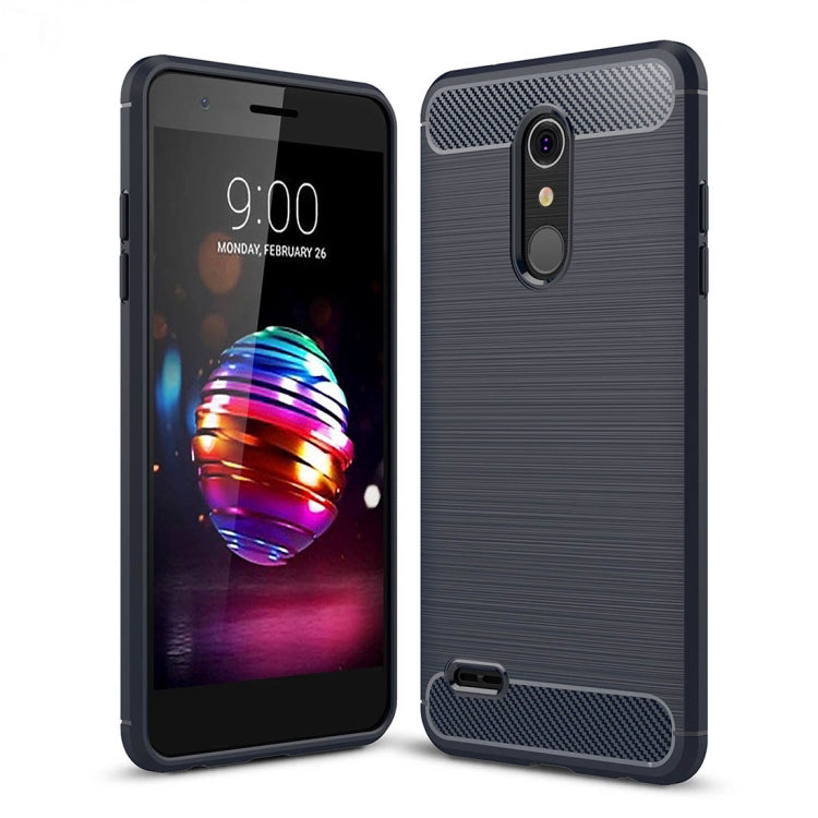 For LG K10 (2018) Brushed Texture Carbon Fiber Shockproof TPU Protective Back Case