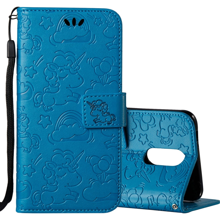 For LG K4 (2017) (EU Version) Pressed Horse Cloud Print Horizontal Flip Leather Case with Holder & Card Slots & Wallet & Lanyard