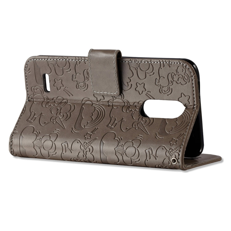 For LG K4 (2017) (EU Version) Pressed Horse Cloud Print Horizontal Flip Leather Case with Holder & Card Slots & Wallet & Lanyard