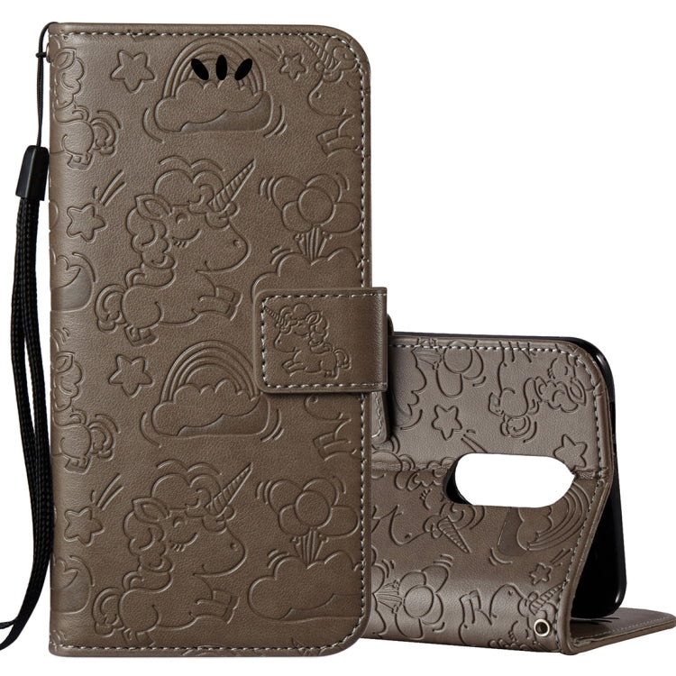 For LG K4 (2017) (EU Version) Pressed Horse Cloud Print Horizontal Flip Leather Case with Holder & Card Slots & Wallet & Lanyard